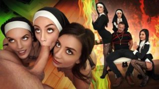 Three Horny Nuns Fuck the Devil Out of Him – Natalie Brooks, Selena Love & Fiona Frost